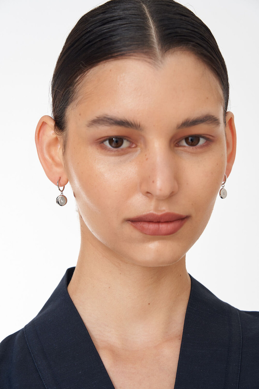 Oroton Fawne Circle Mini Hoops Silver/Clear