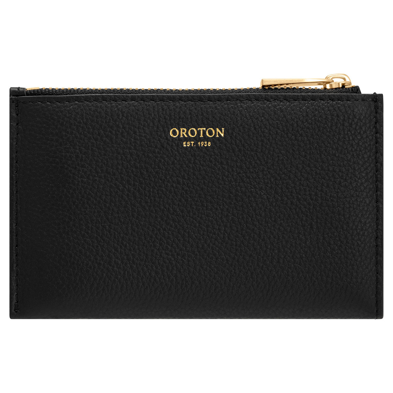 Oroton Ember Black 4 Credit Card Zip Pouch
