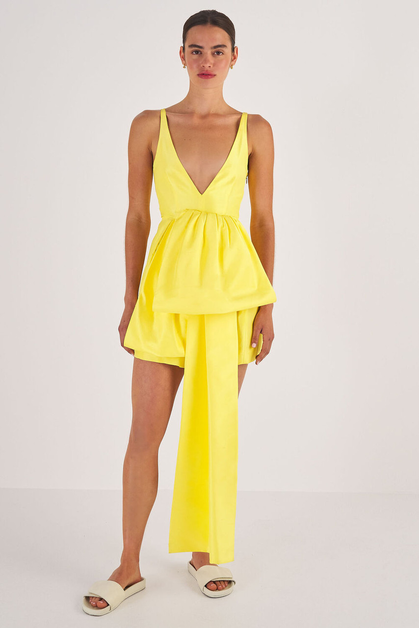 Oroton Silk Mini Sundress Vibrant Yellow