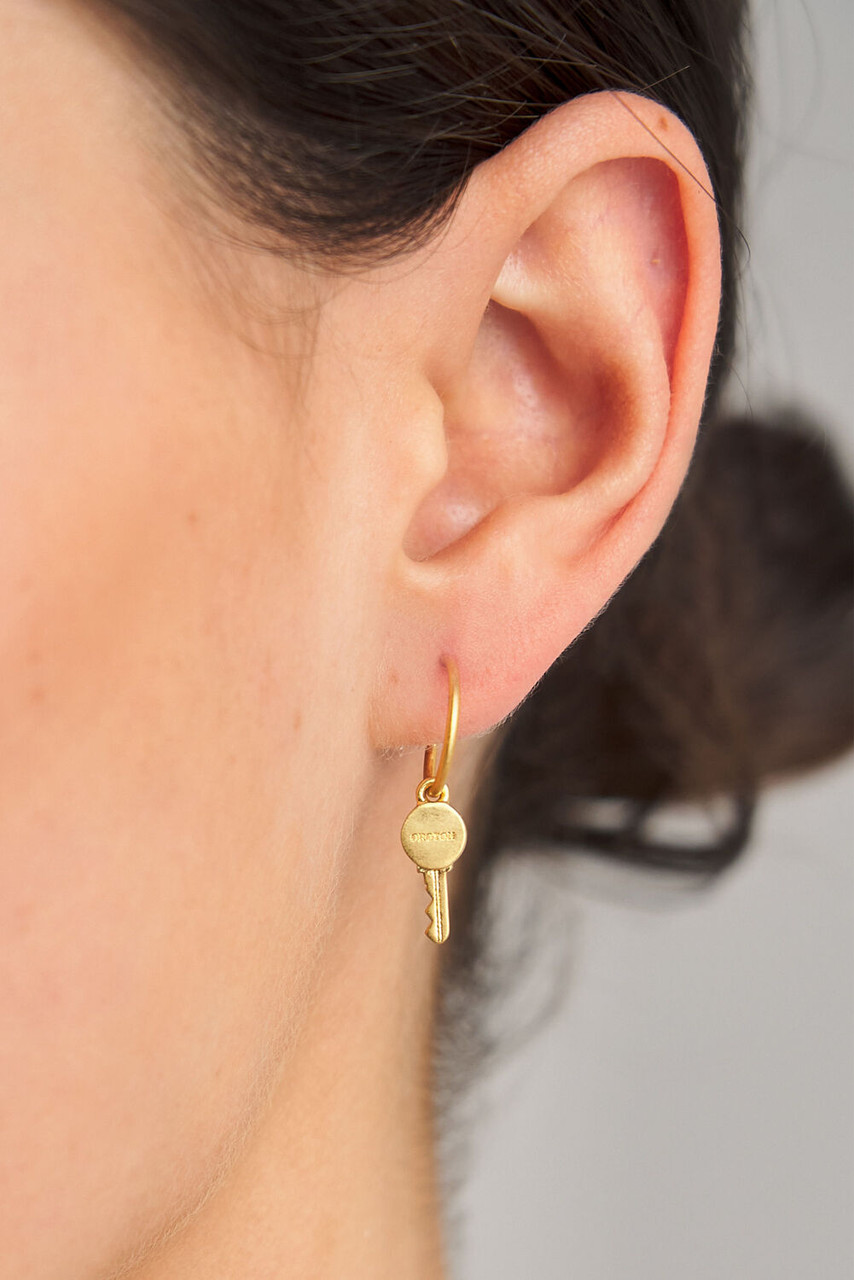 Oroton Tate Key Huggies Worn Gold