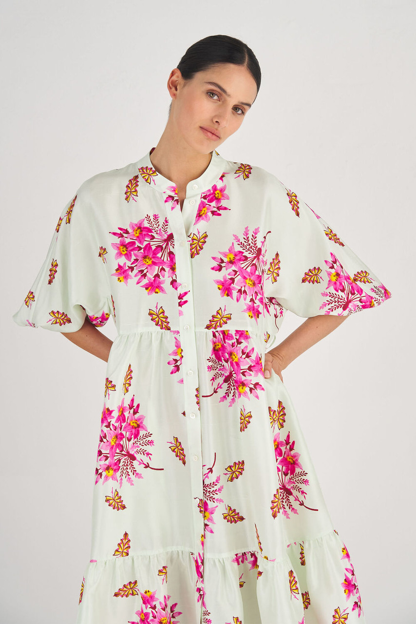 Oroton Hoya Print Dress Fuchsia