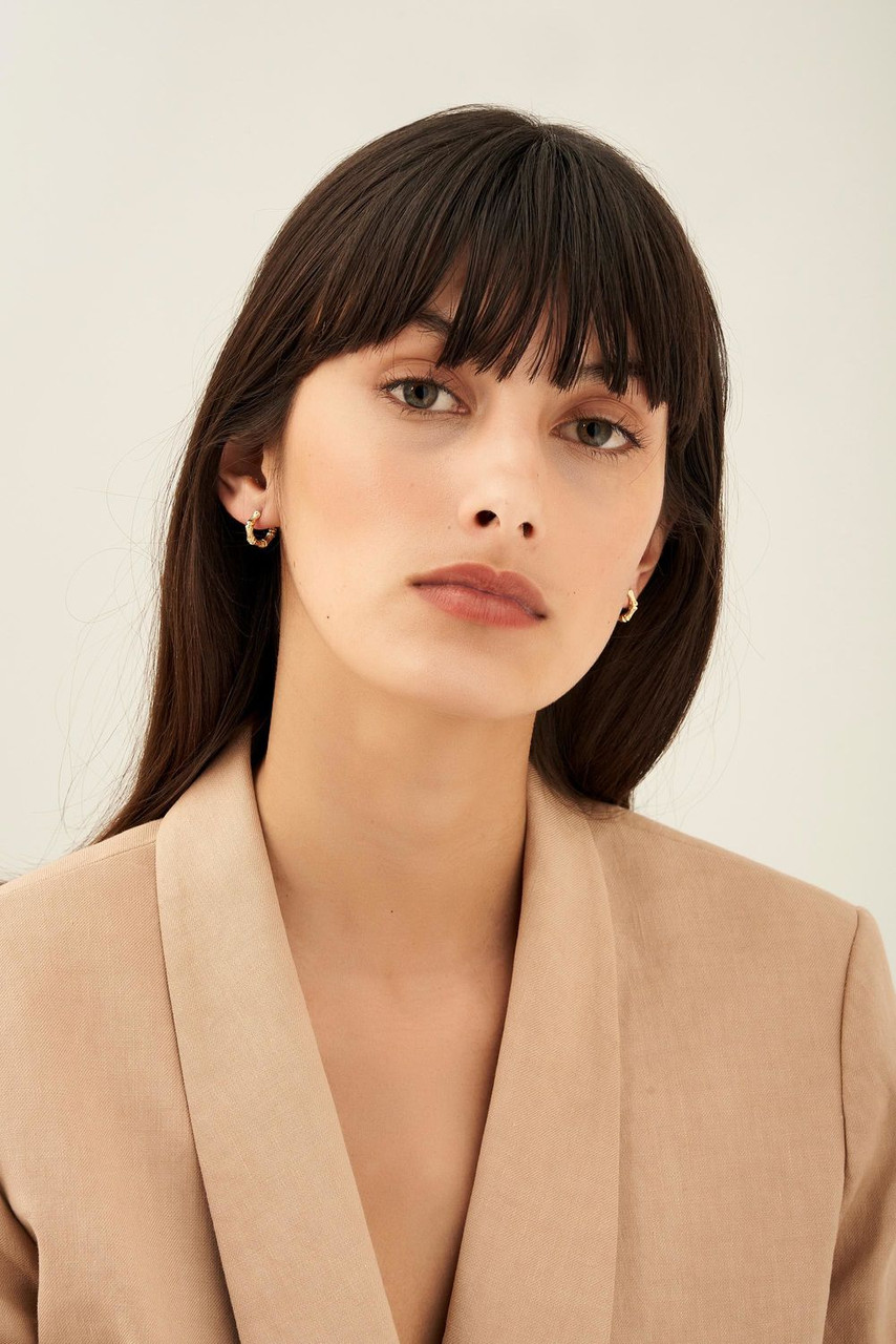 Oroton Bamboo Gold Mini Hoop Earrings
