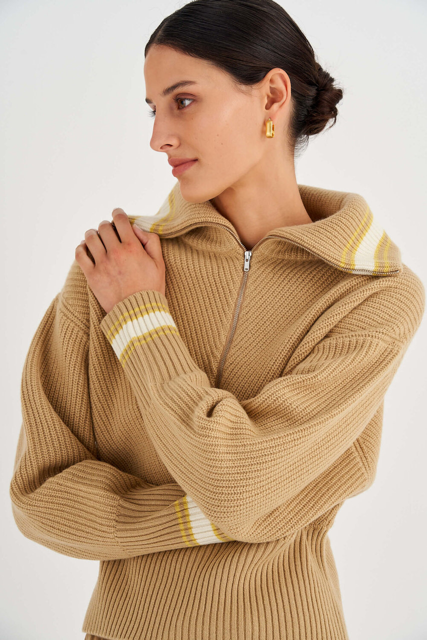 Oroton Rib Collar Knit Toast