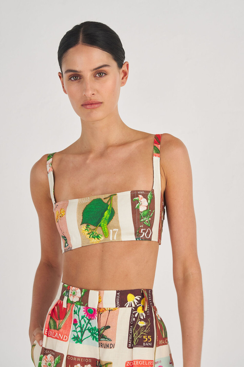 Oroton Flower Stamp Print Bralet String