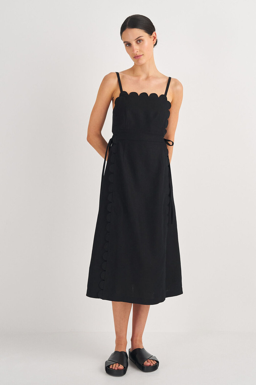 Oroton Linen Apron Dress Black