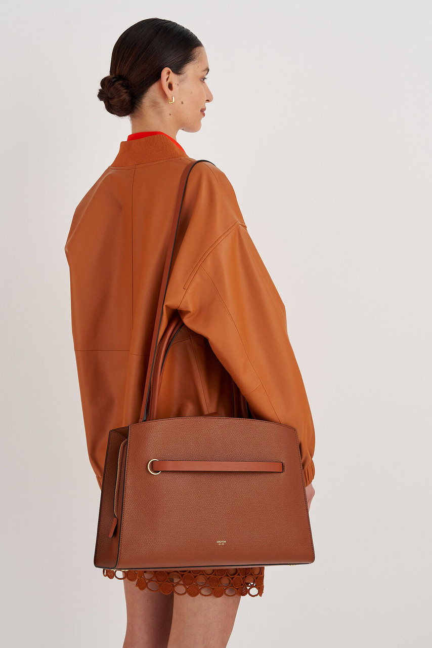 Oroton Audrey Cognac Three Pocket Day Bag
