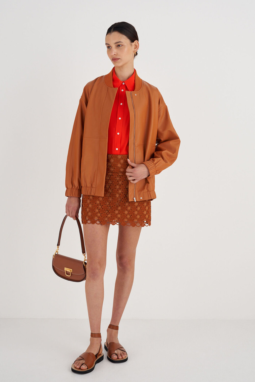 Oroton Leather Bomber Tan