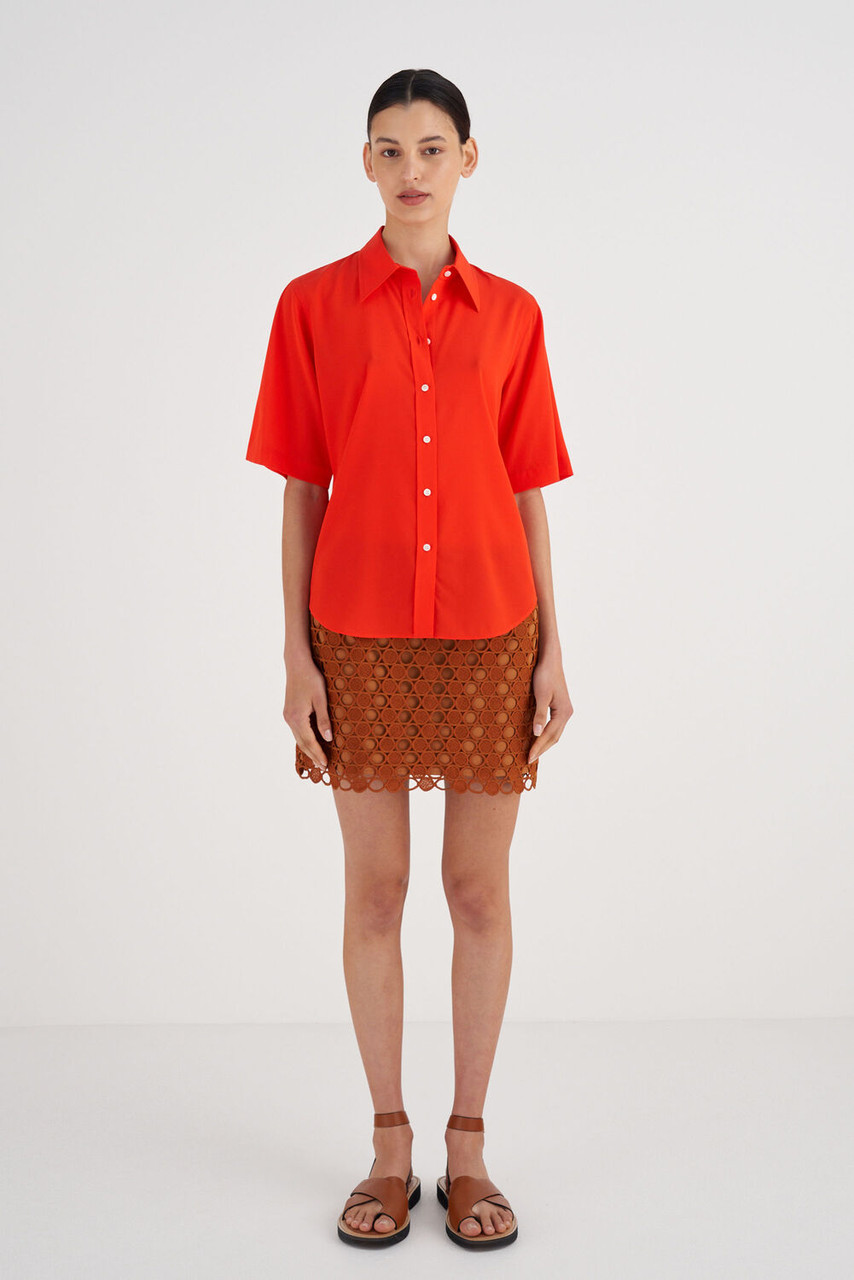 Oroton Short Sleeve Fluid Shirt True Red