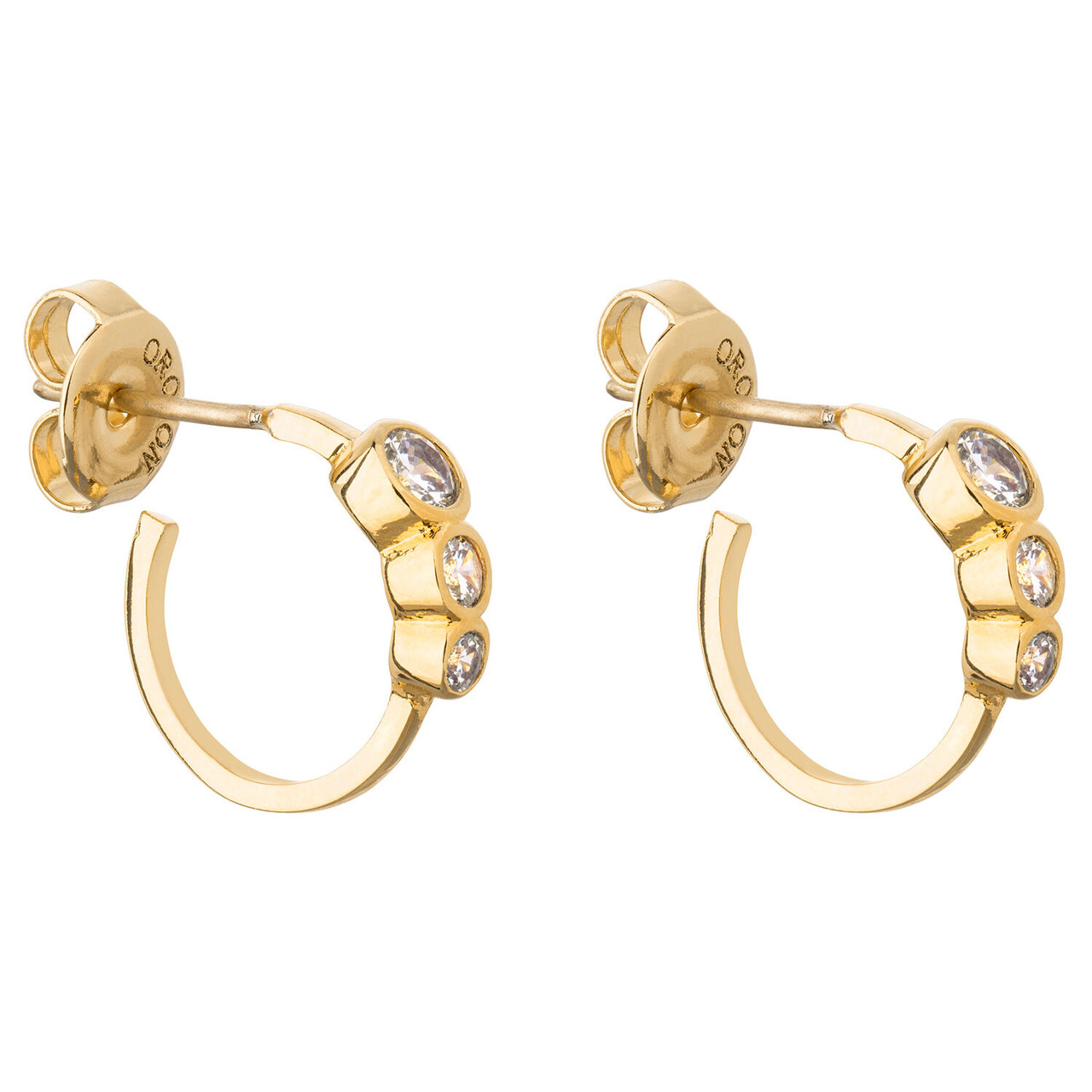 Oroton Esme Gold-White Triple Hoop Earrings