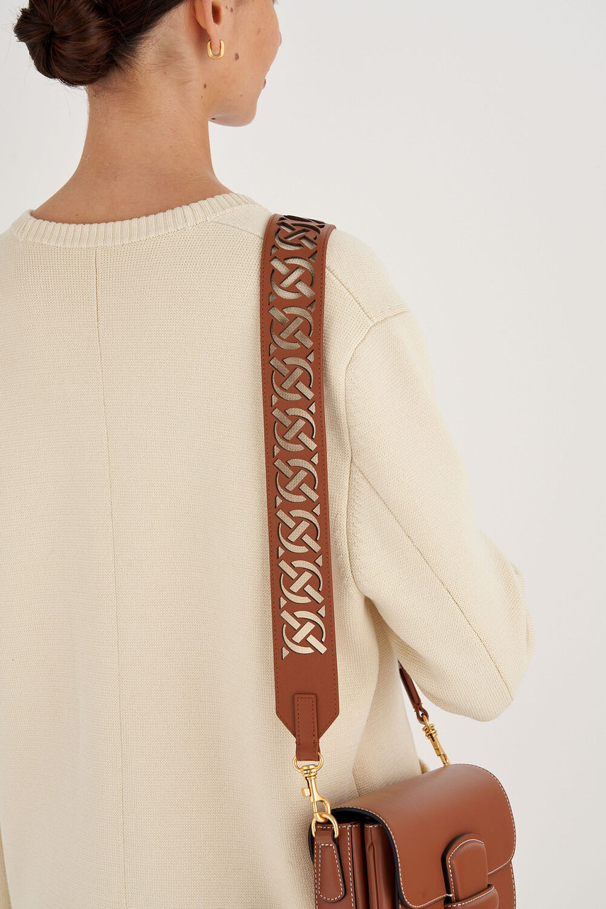 Oroton Logo Brandy Laser Cut Bag Strap