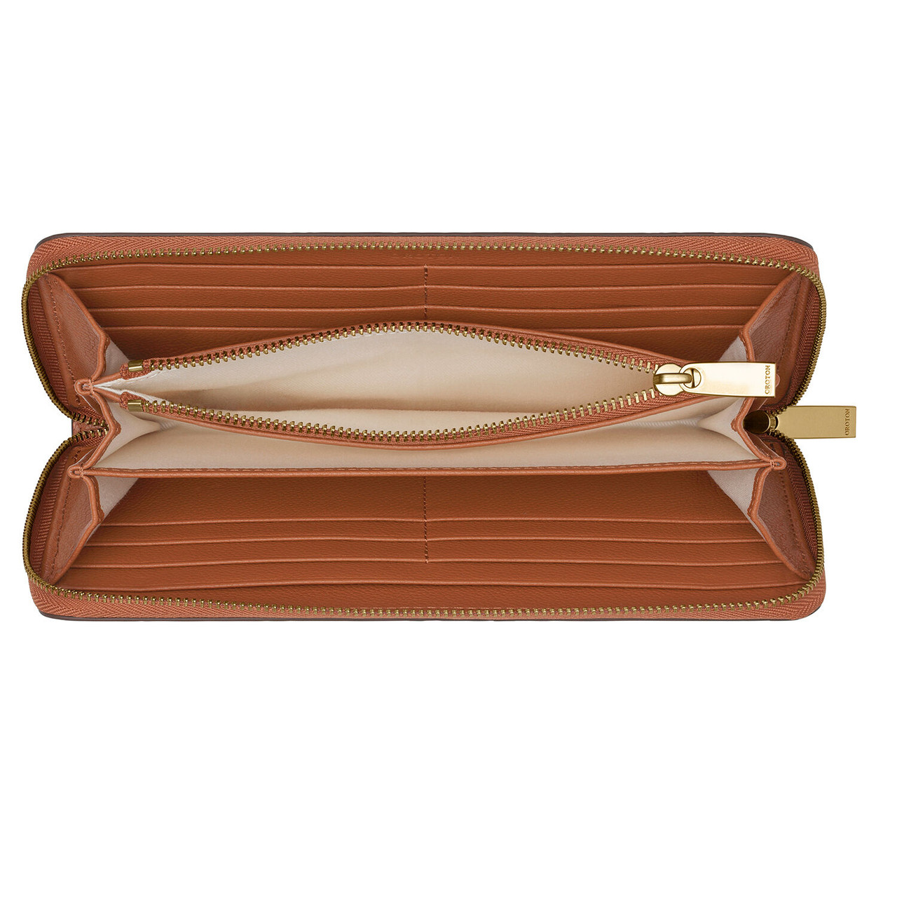 Oroton Clement Brandy Large Multi Pocket Zip Around Wallet