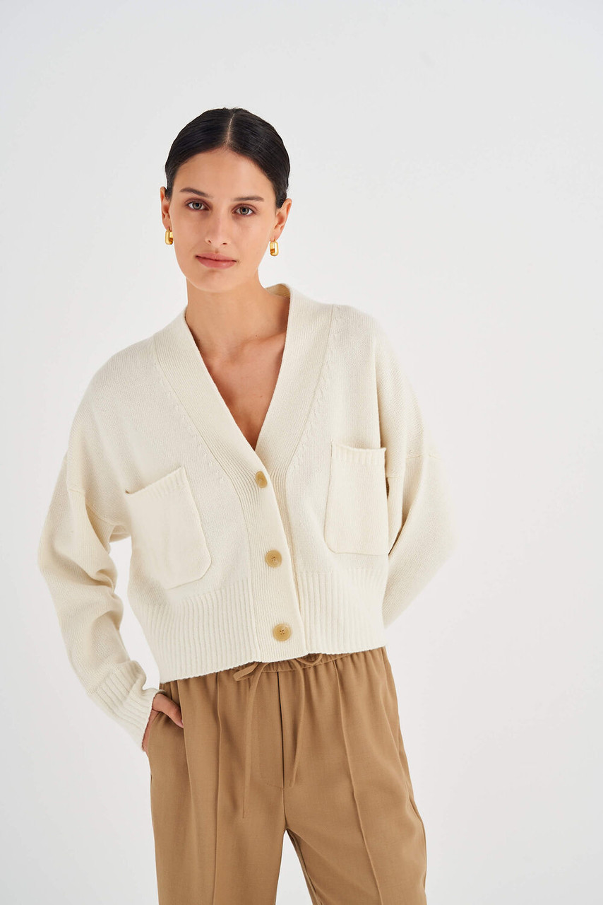 Oroton Cropped Cardi Eggshell