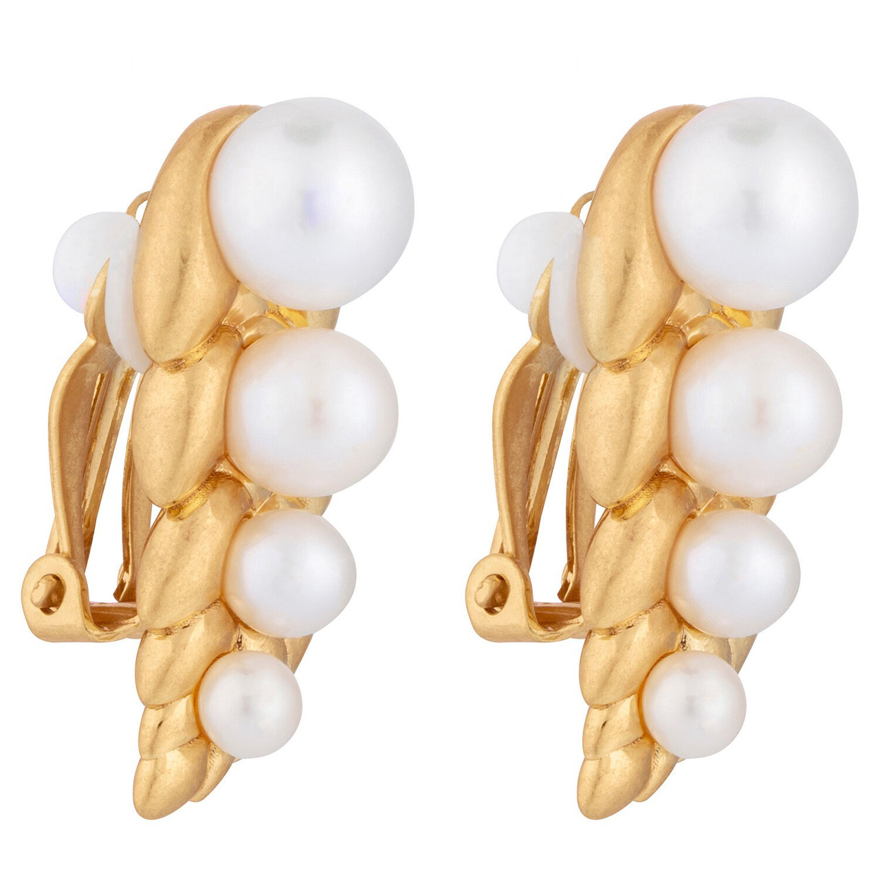 Oroton Lexie Clip- On Earrings Worn Gold/Pearl