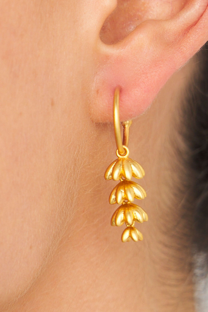 Oroton Riley Drop Hoops Worn Gold