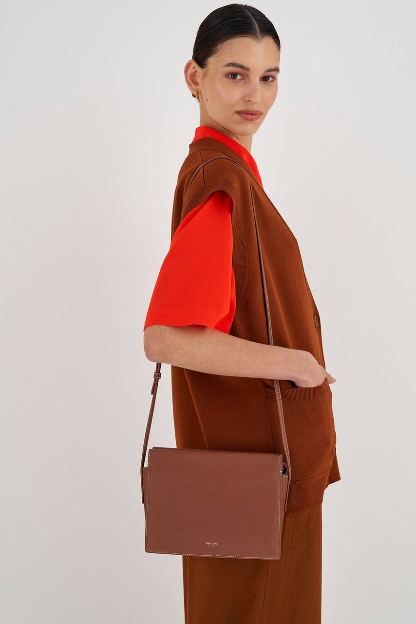 Oroton Margot Whiskey Zip Crossbody Bag