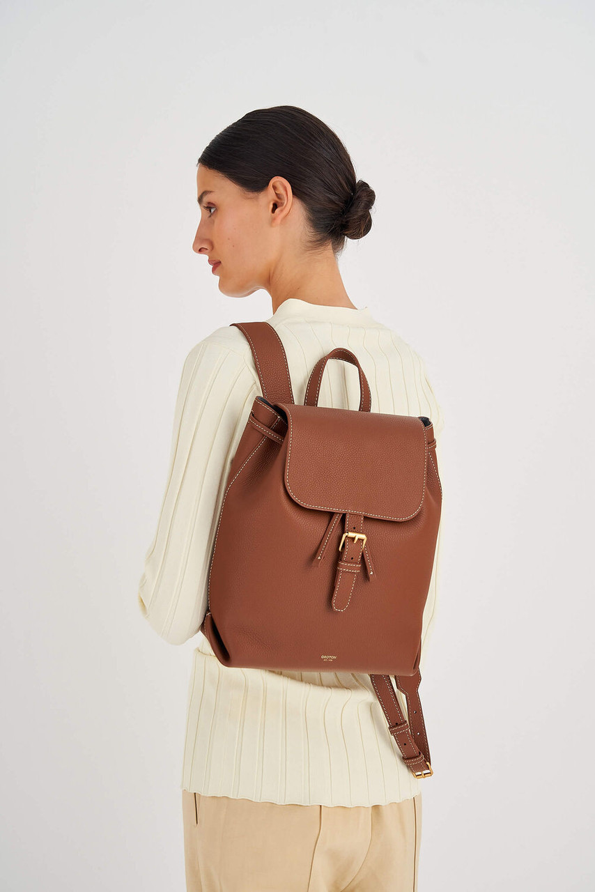 Oroton Margot Whiskey-Light Smoke Medium Backpack