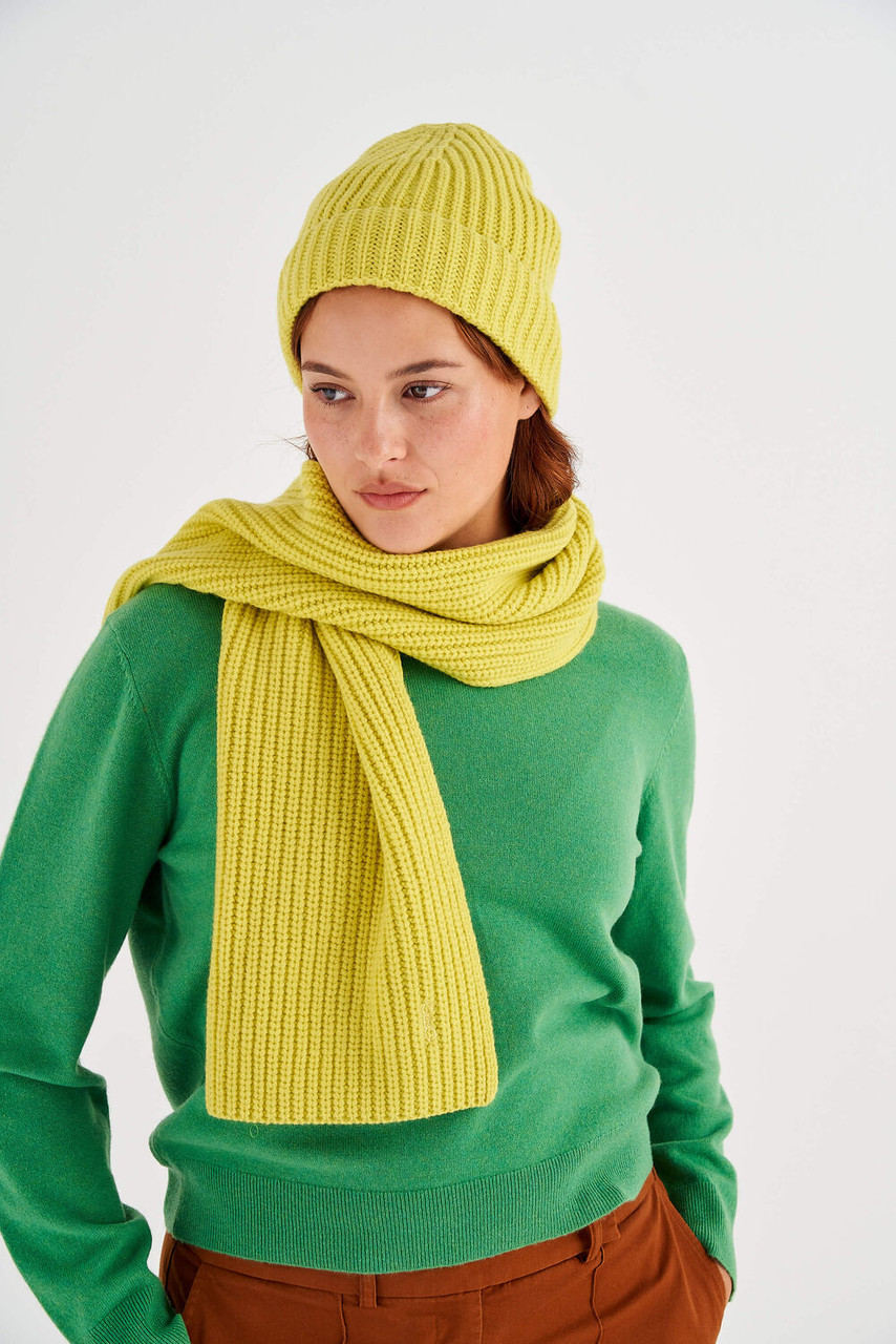 Oroton Woods Knit Scarf Bright Chartreuse