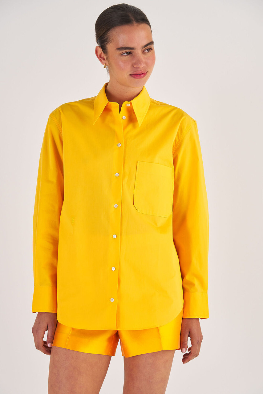 Oroton Poplin Long Sleeve Shirt Marigold