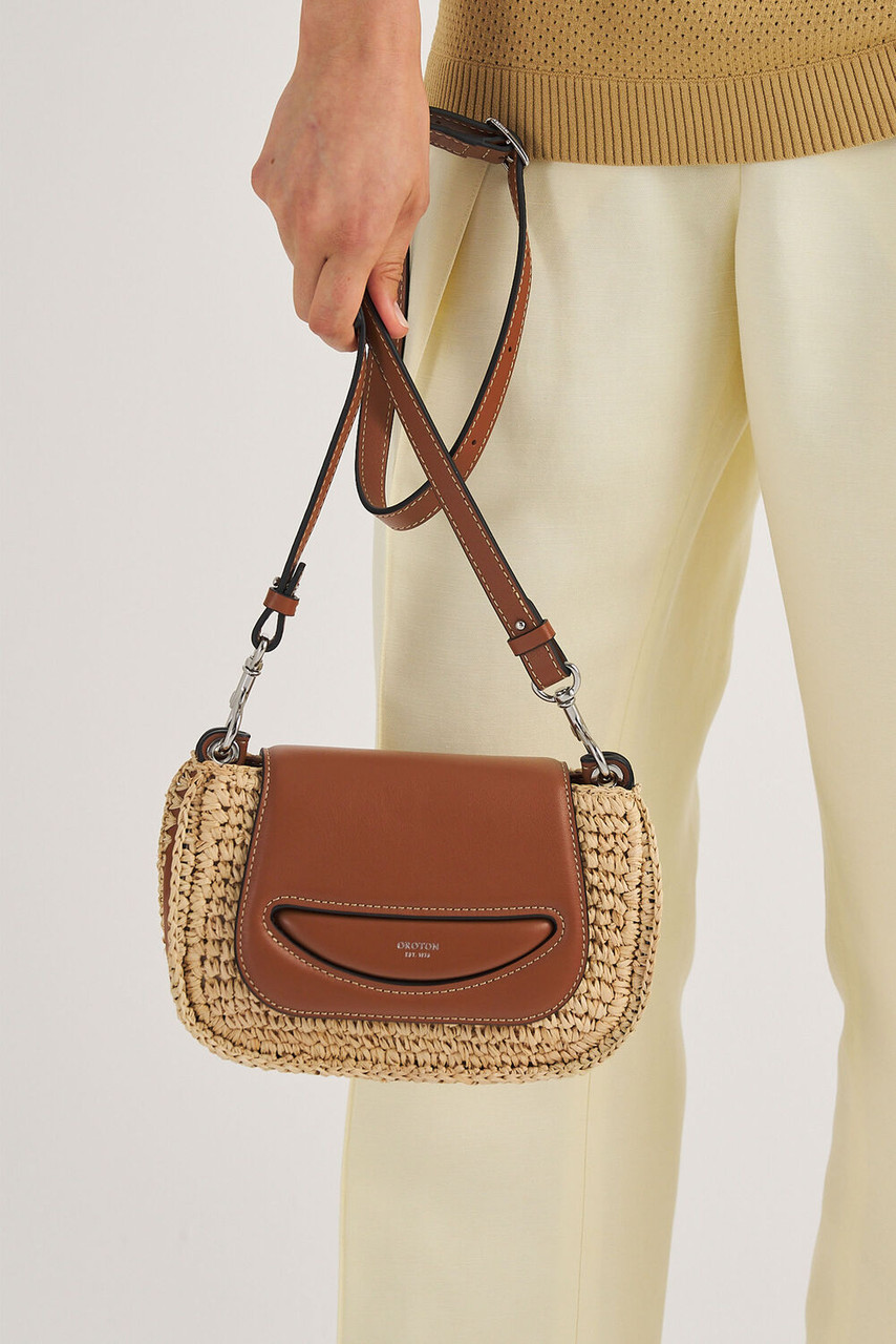 Oroton haskin Texture Crossbody Natural/Brandy
