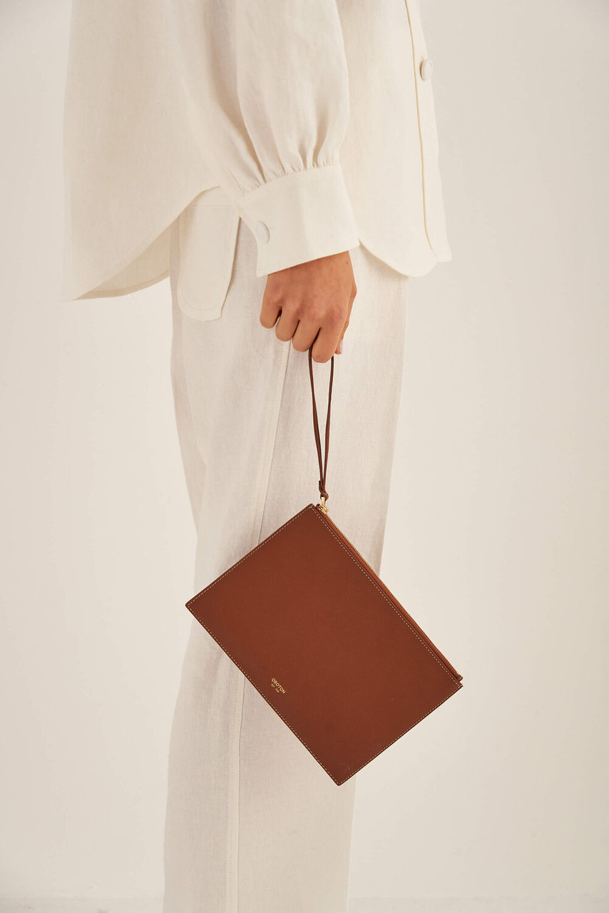 Oroton Margot Whiskey Medium Zip Pouch