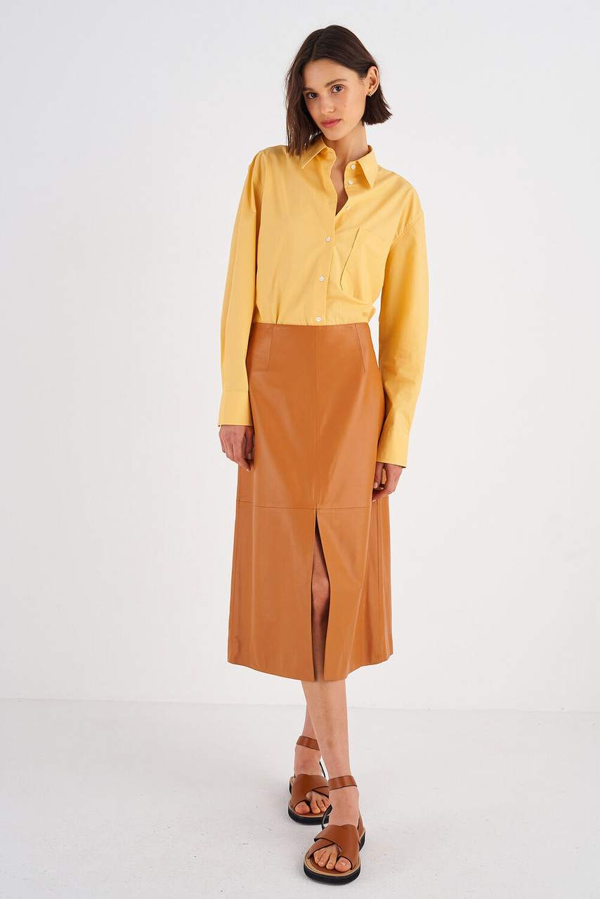 Oroton Tan Leather Skirt