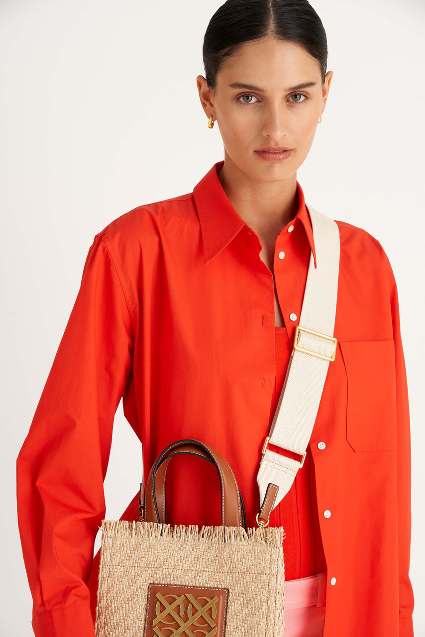 Oroton Lane Natural/Brandy Webbing Bag Strap