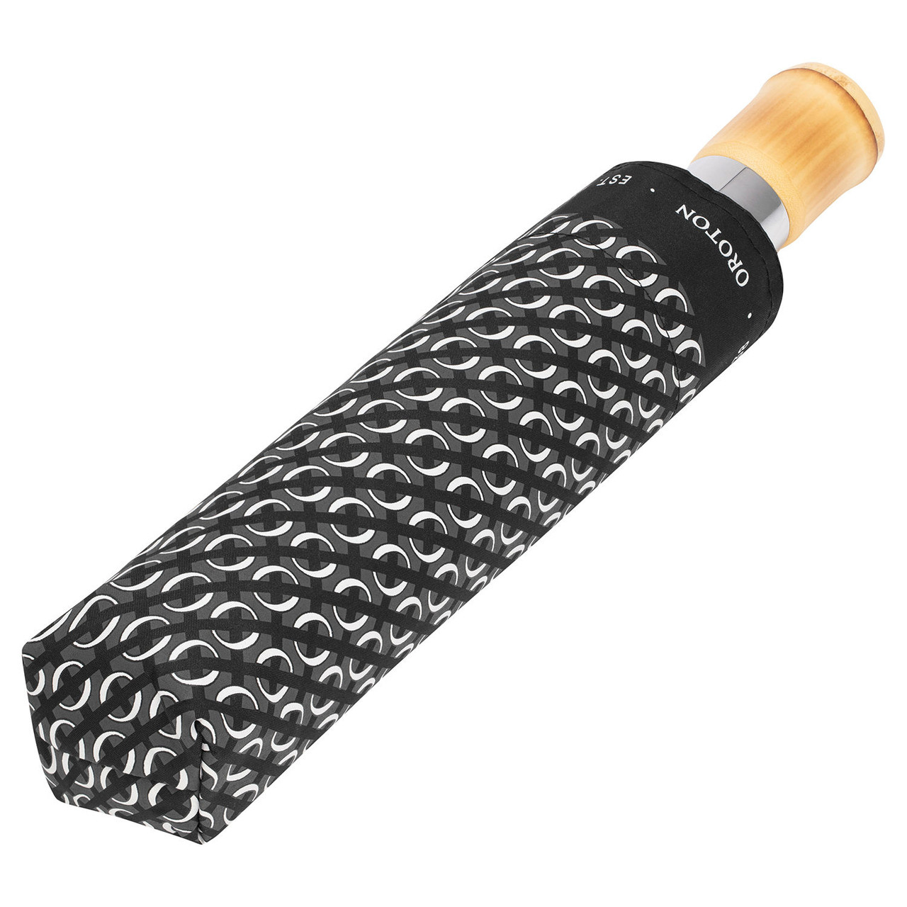 Oroton Bamboo Black-Cream Small Umbrella