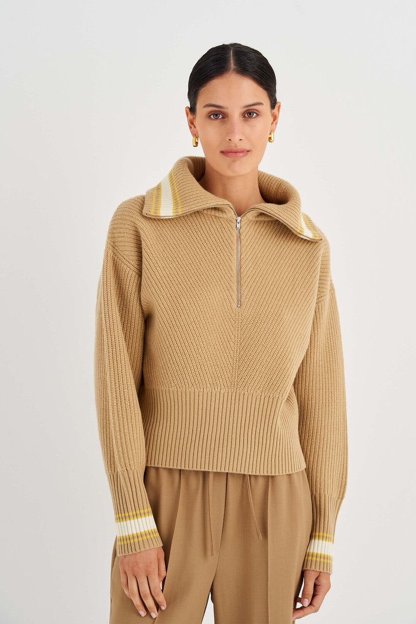 Oroton Rib Collar Knit Toast