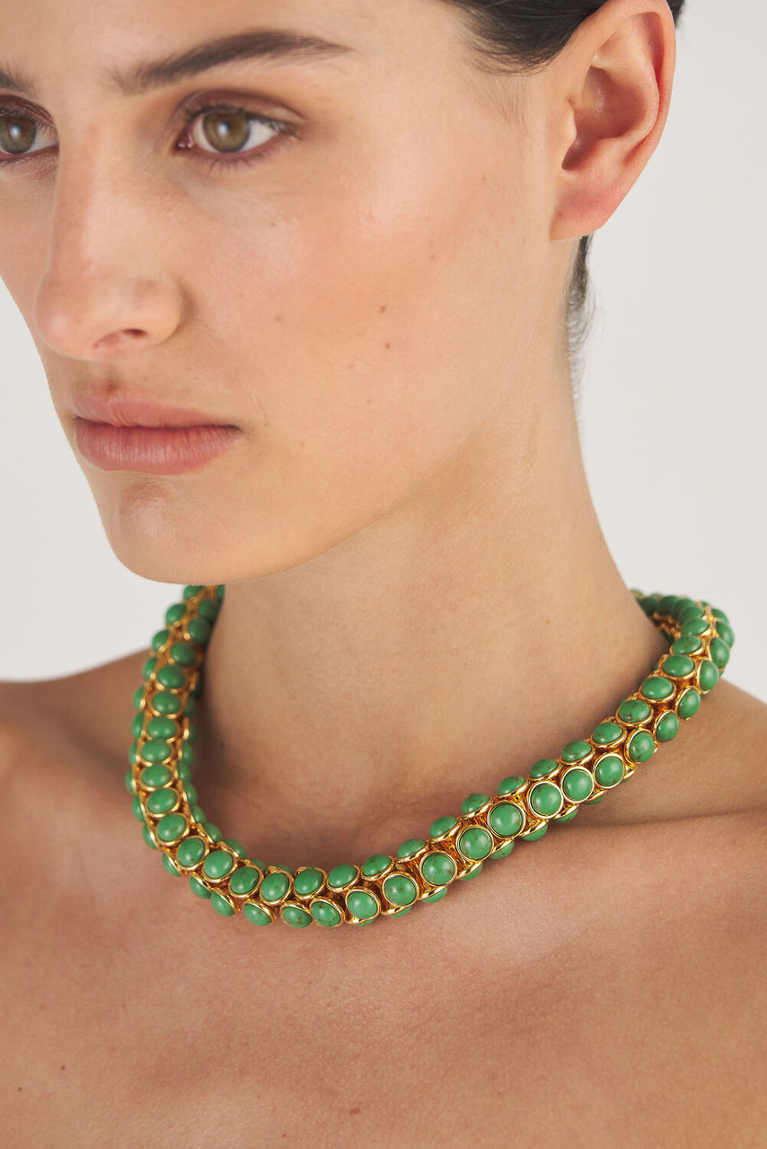 Oroton Arcadia Necklace Gold/ Green
