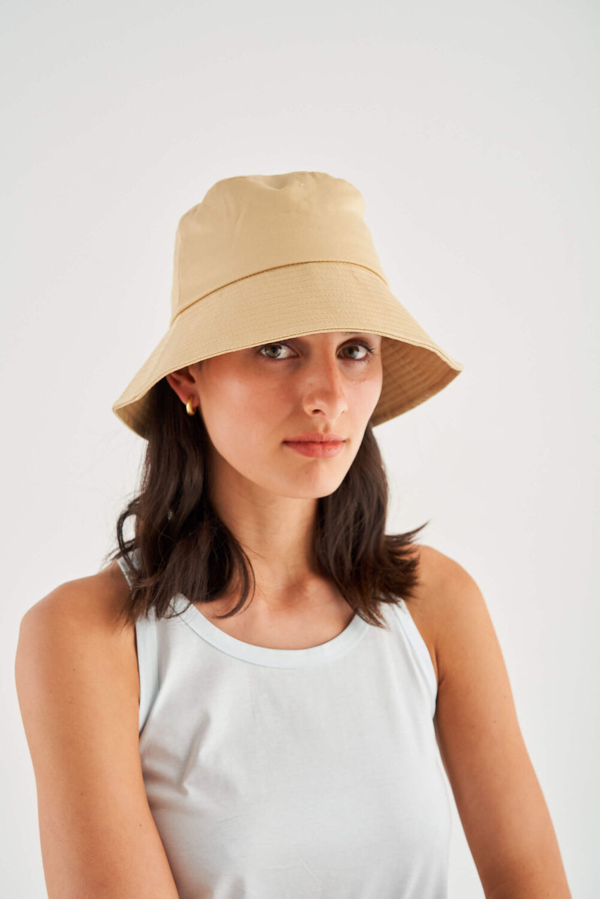 Oroton Cole Dusty Peach Drill Bucket Hat