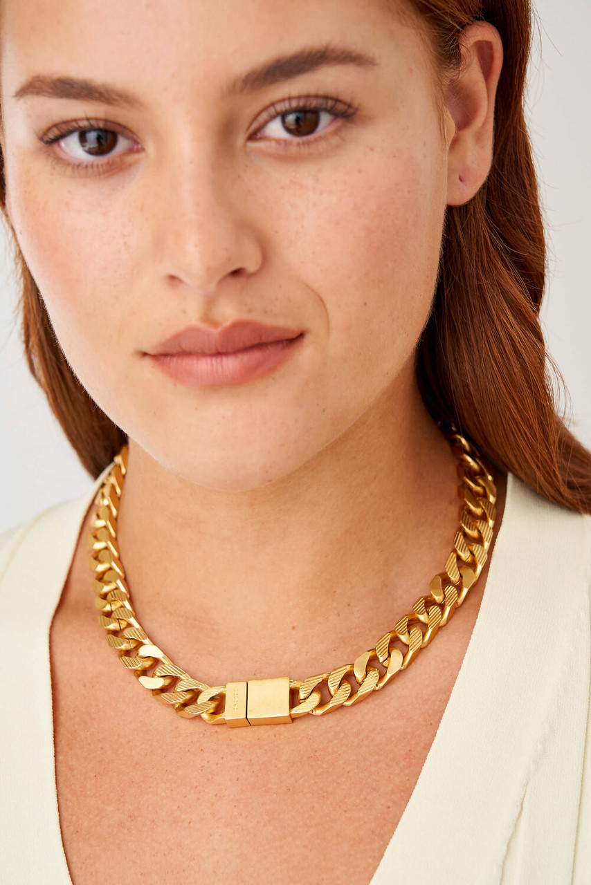 Oroton Noa Texture Necklace Worn Gold