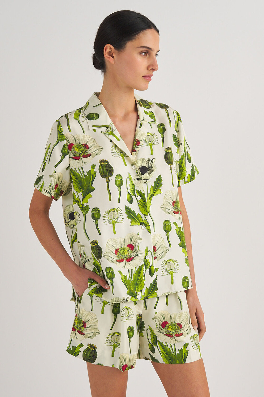 Oroton Garden Poppy Camp Shirt Soft Cream