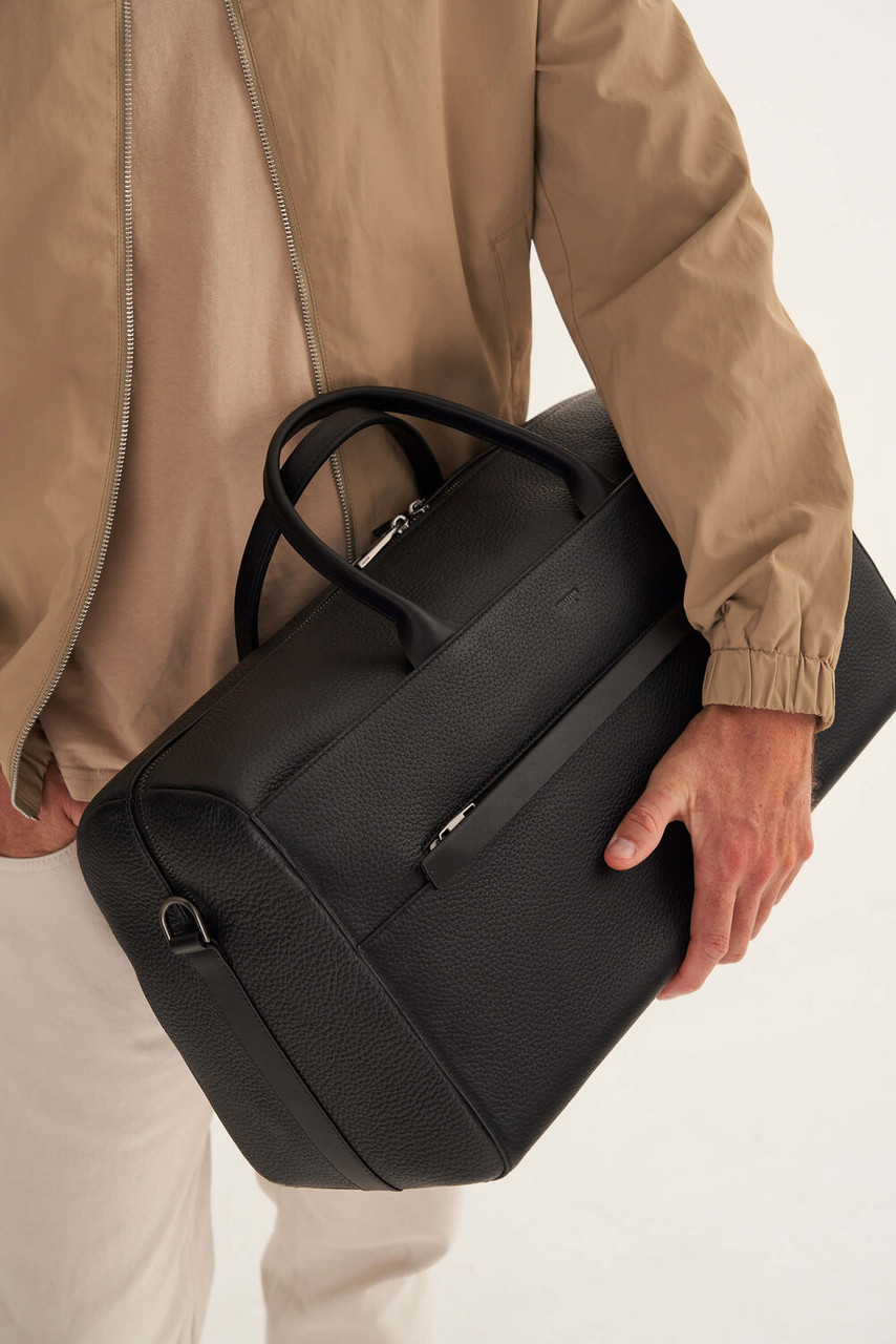 Oroton Weston Black Weekender Travel Bag