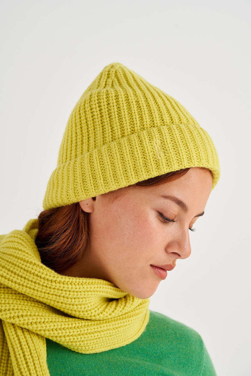 Oroton Woods Knit Beanie Bright Chartreuse