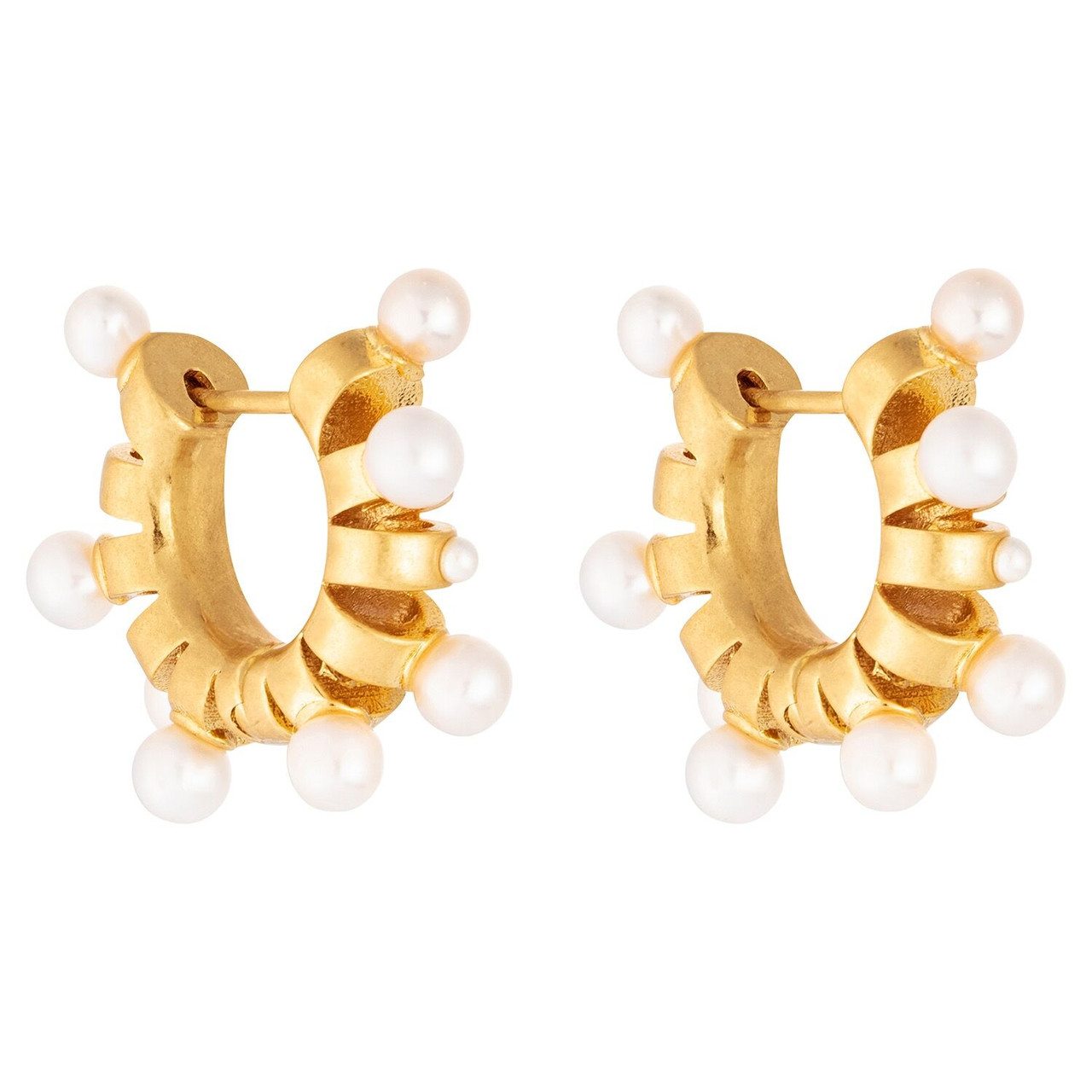 Oroton Piper Mini Huggies Worn Gold/Pearl