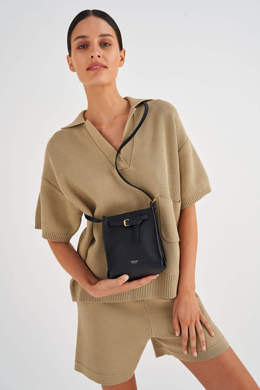 Oroton Margot Black Tiny Bucket Bag