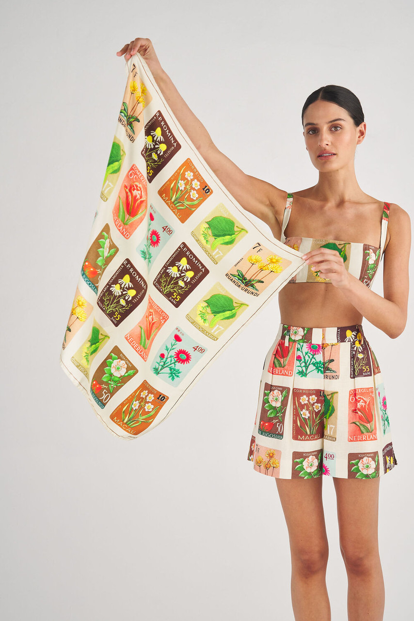 Oroton Flower Stamp Scarf String