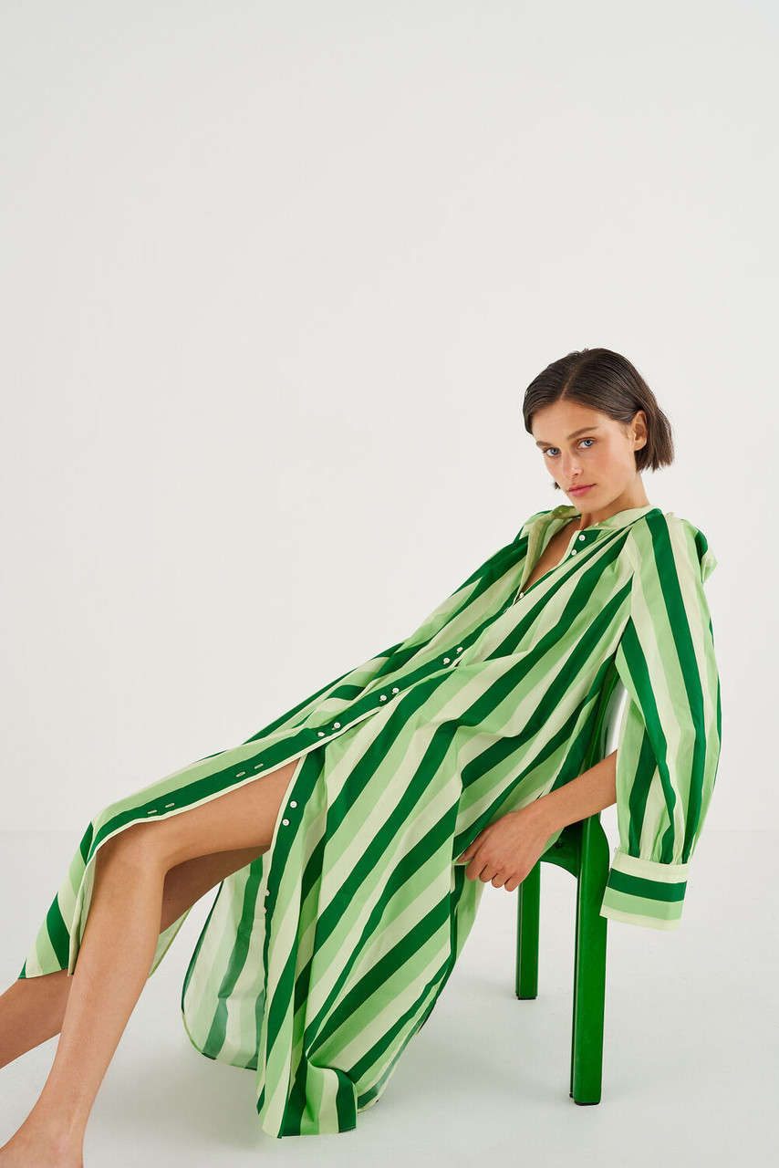 Oroton Multi Stripe Shirt Dress Garden