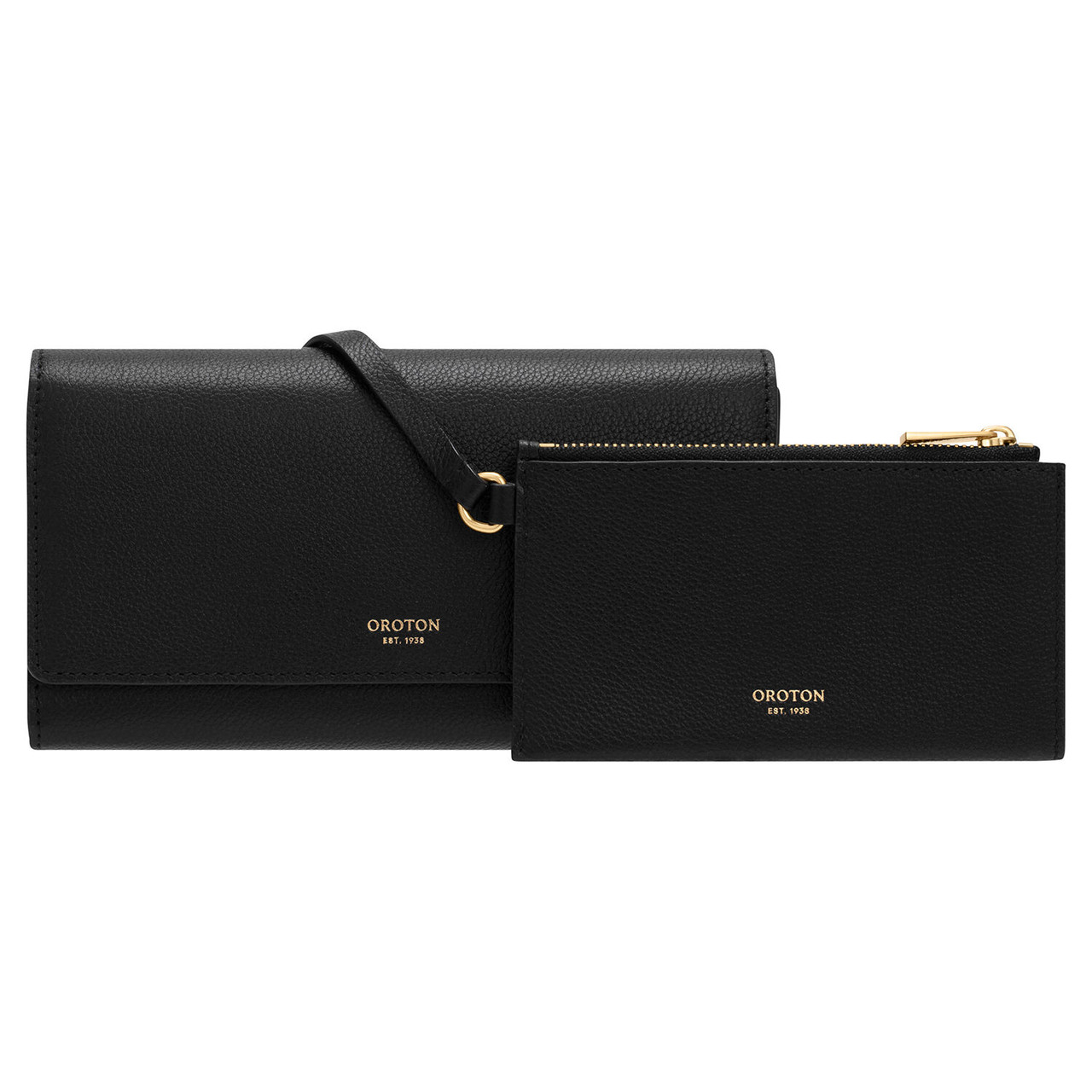 Oroton Elm Black Wallet And Pouch