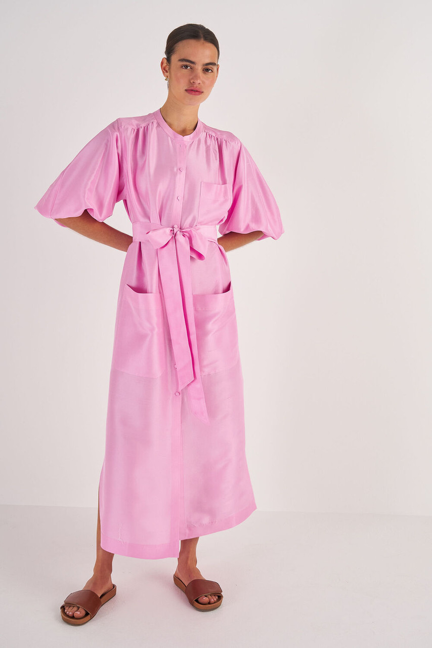 Oroton Column Shirt Dress Bright Foxglove