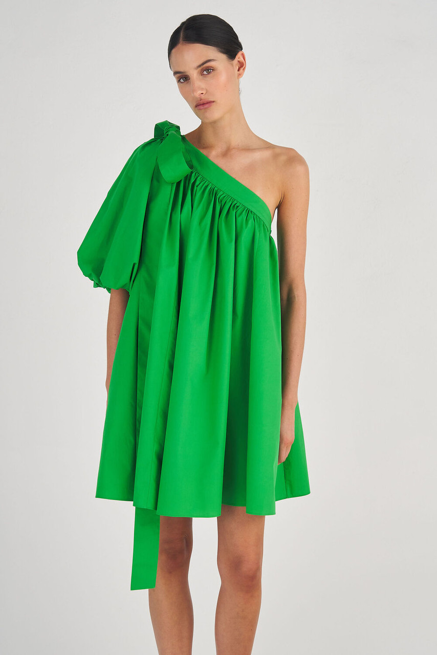 Oroton One Shoulder Gathered Dress Meadow