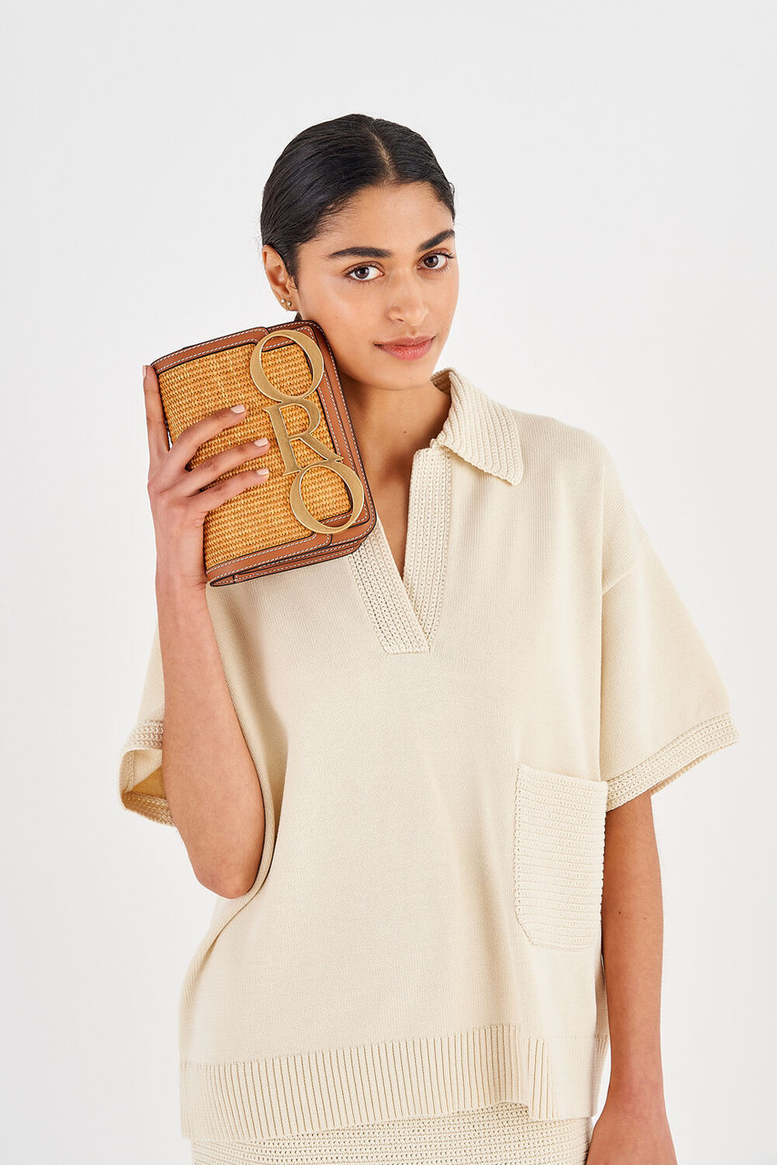 Oroton Oro Natural/Brandy Texture Small Day Bag