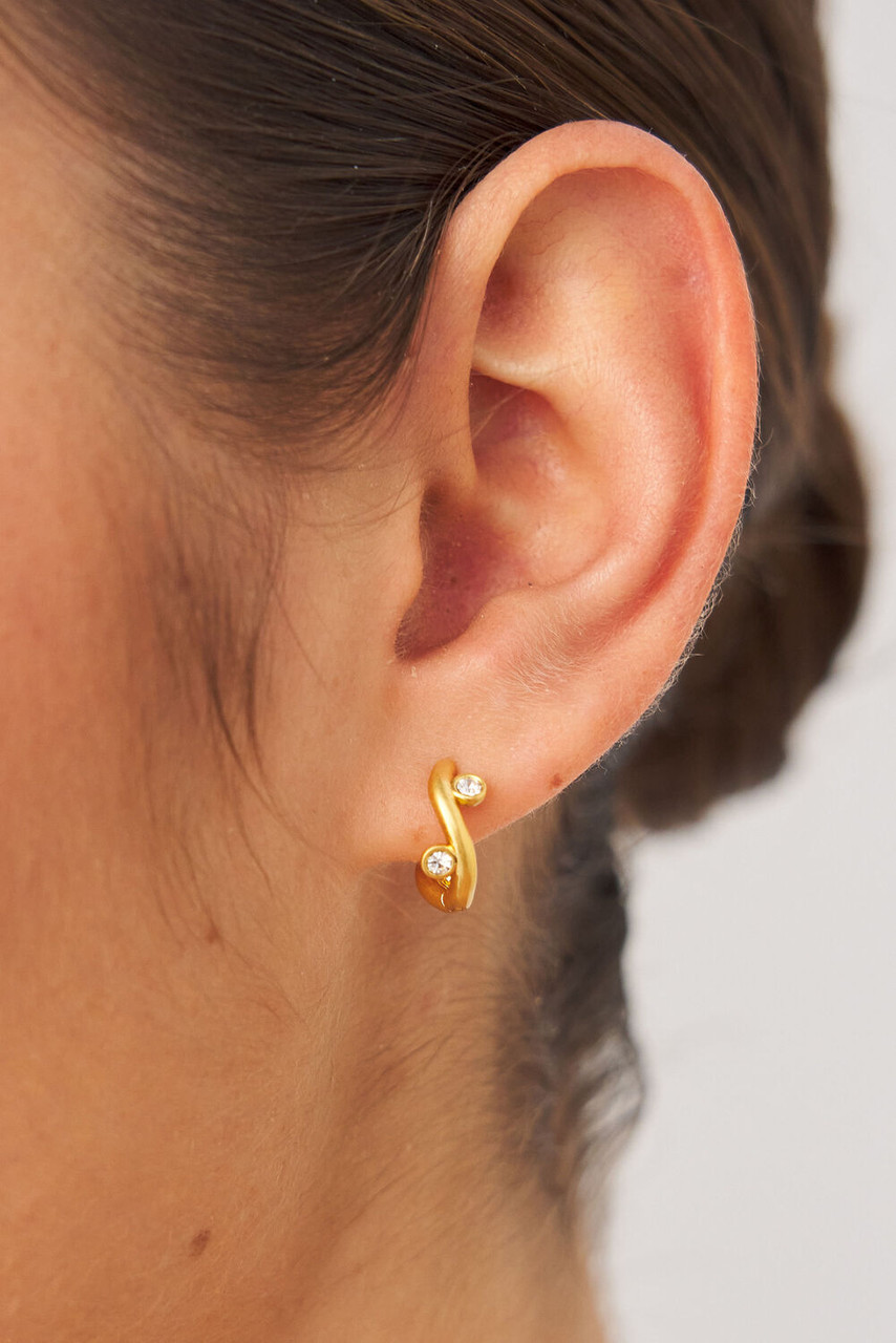 Solonge Mini Single Hoops Worn Gold/ Clear