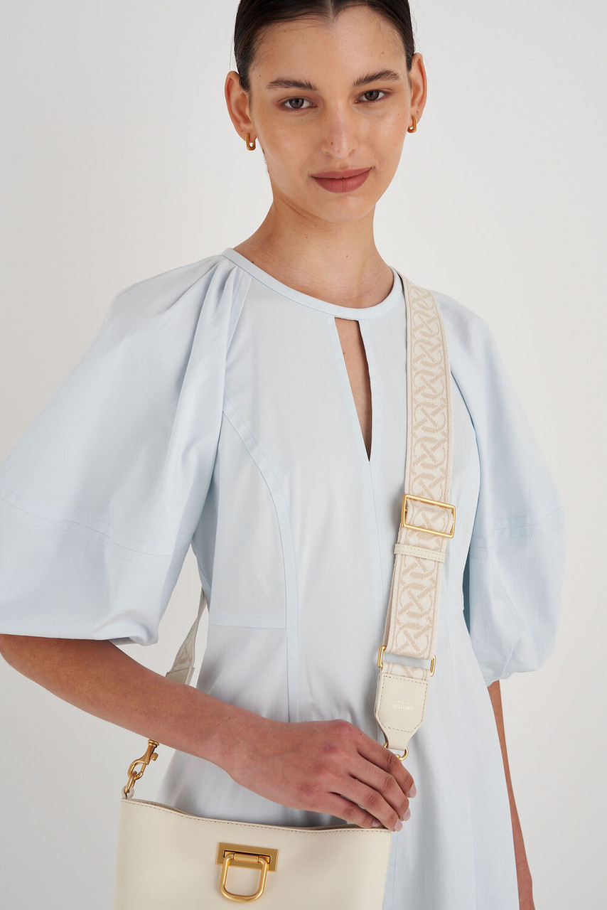 Oroton Logo Ecru-Clotted Cream Webbing Strap