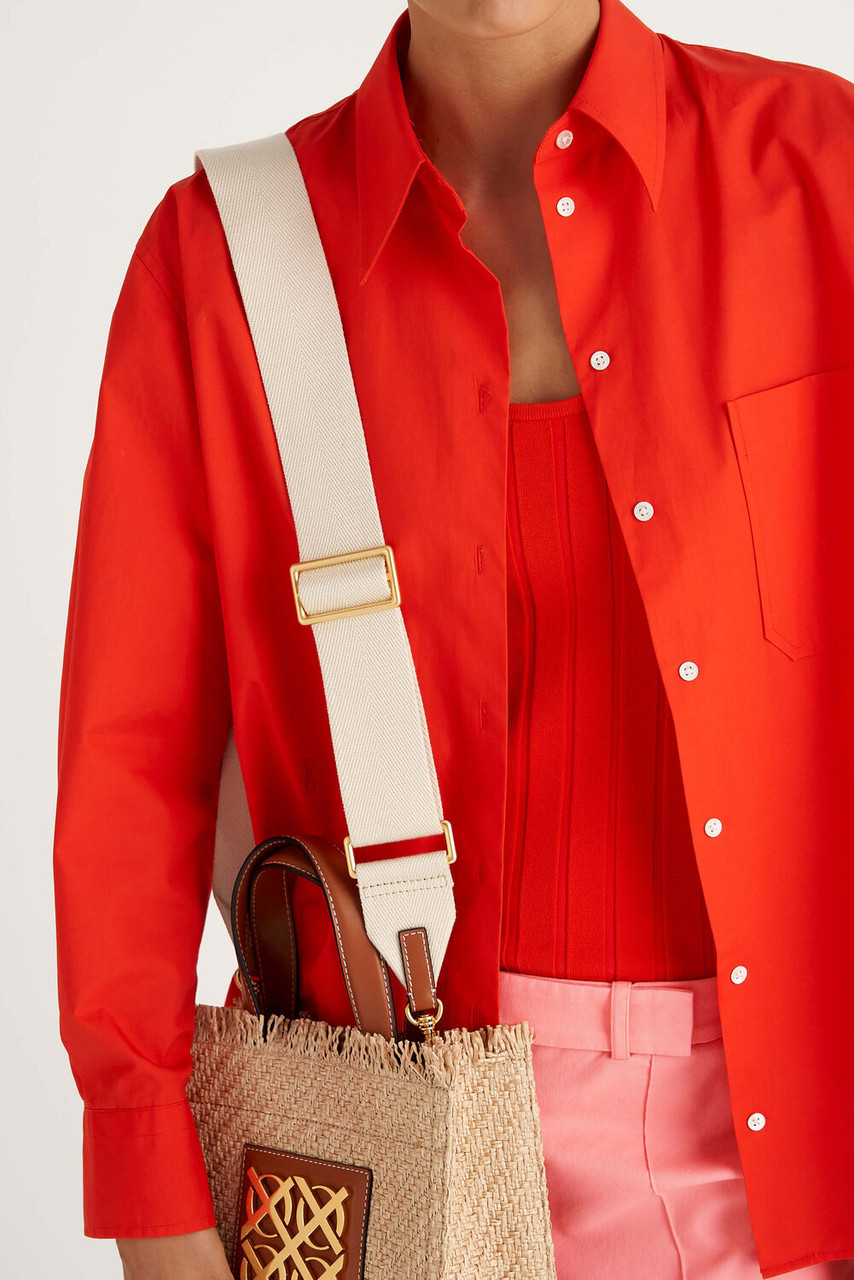 Oroton Lane Natural/Brandy Webbing Bag Strap