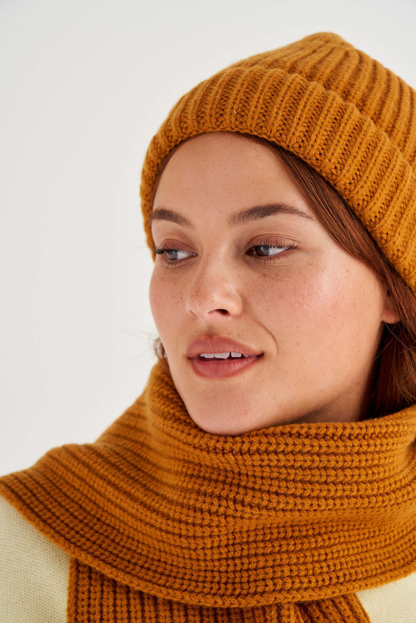 Oroton Woods Knit Beanie Tan