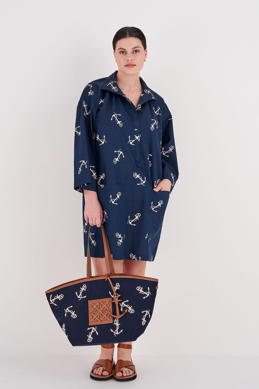 Oroton Anchor Print Dress North Sea