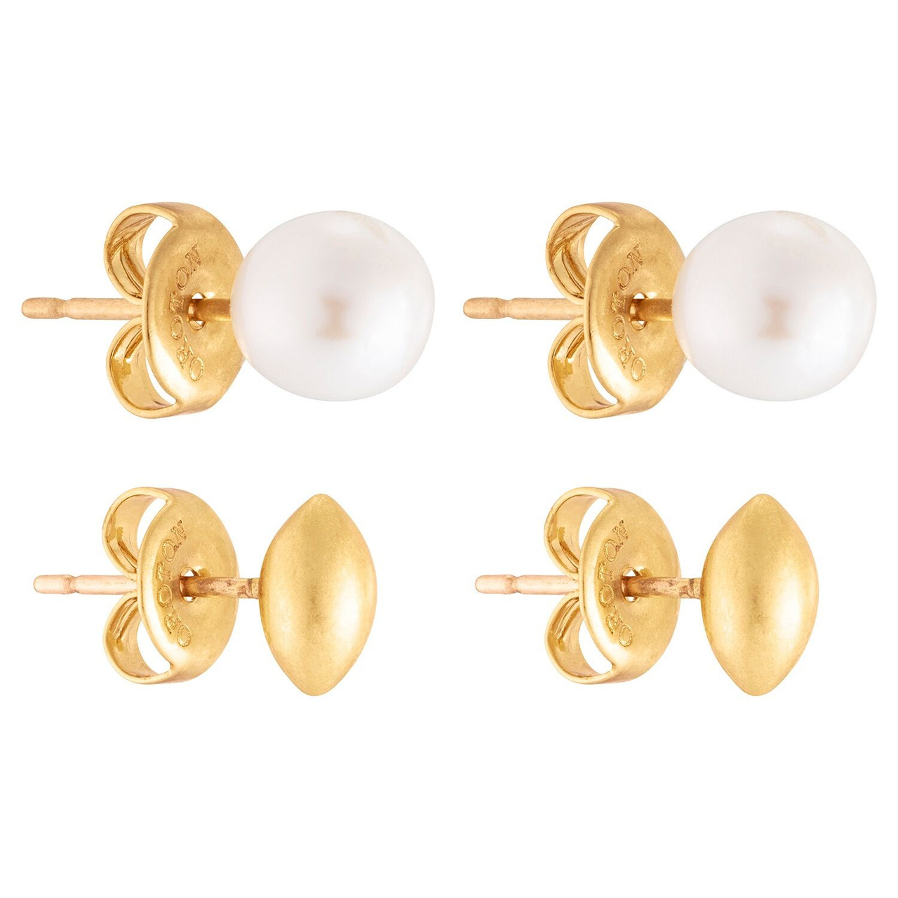 Oroton Lexie Stud Set Worn Gold/Pearl