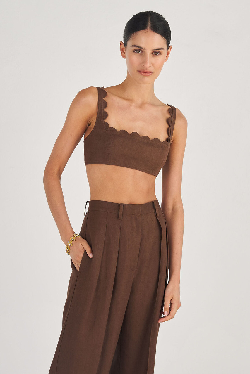 Oroton Scallop Bralet Dark Chocolate
