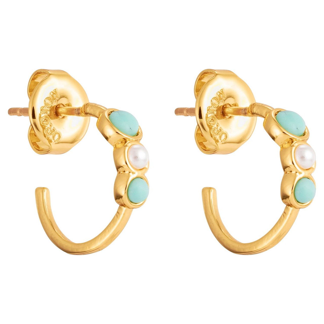 Oroton Capri Triple Hoops Gold/ Turq/ Pearl